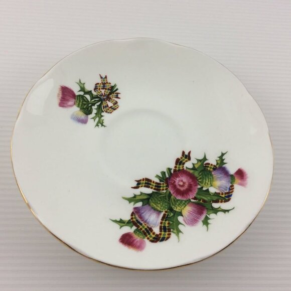 Crown Trent Vintage Scottish Thiste and Tartan Teacup and Saucer Fine Bone China - Picture 8 of 10